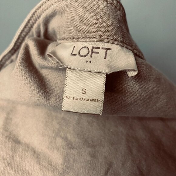 Ann Taylor LOFT Linen Crop Ruffle Full Zip Lightweight Tan Jacket Women's Size S - Picture 6 of 7